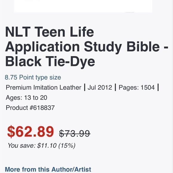 NLT Teen Life Application Bible ~ Black Tie Dye ~ 21cm x 13.7cm - Picture 8 of 10